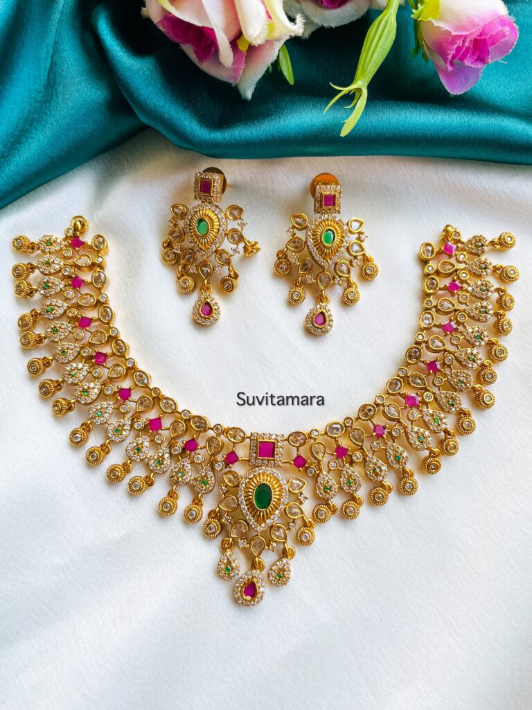 Thilak Ad Stone Drops Necklace Suvitamara