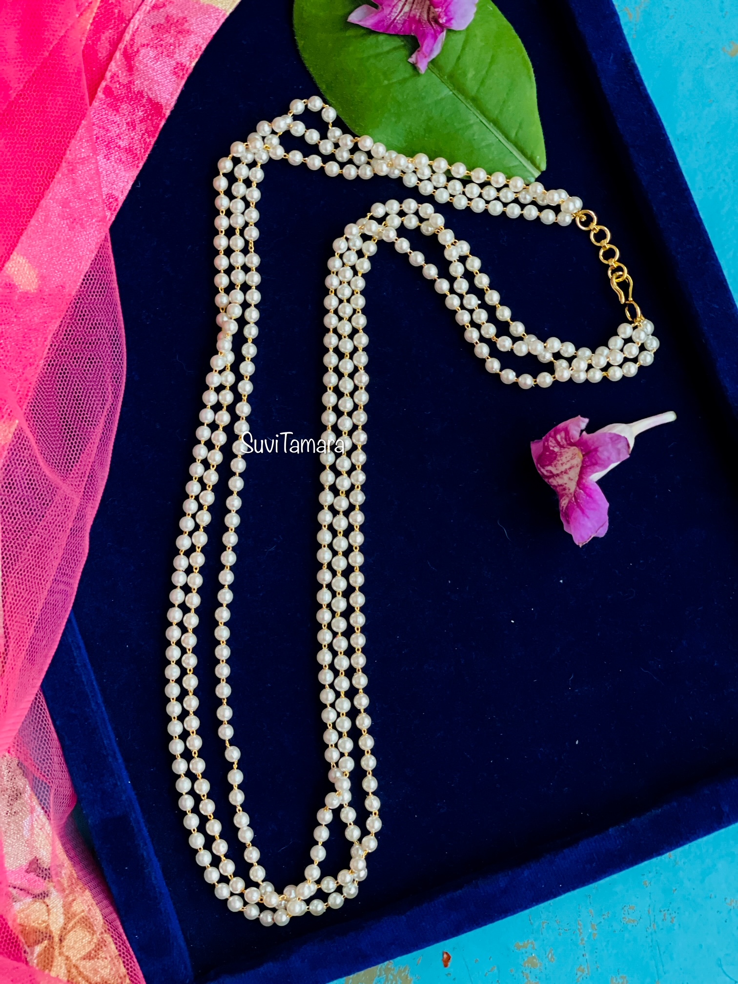 3 line pearl deals necklace