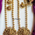 Antique Gold Lakshmi Pendant Ball Pearl Haram