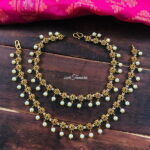 Round Floral AD Stone Anklets