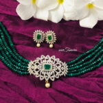 Green Agate Beads Pearl Drops Choker
