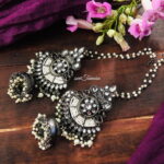 Pearl Jhumka Blackmetal Chandbalis