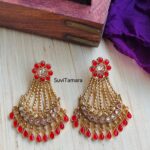 Red Polki Jhumar Type Earrings