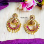 Kemp Jhumka Chandbalis - Ruby White