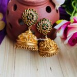 Green White Floral Gold Look Alike Jhumkas
