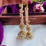 Pearl Lakshmi Jhumkas with Ear Chains