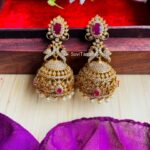 Ruby White AD Stone Jhumkas