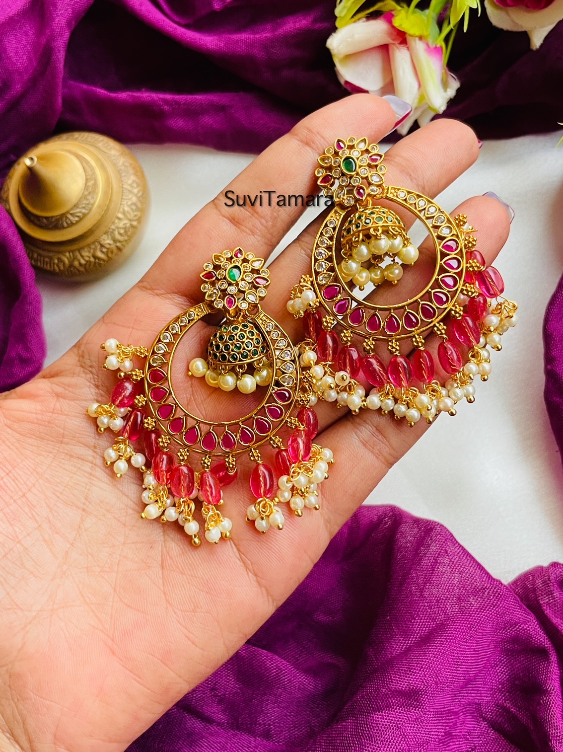Faux Pink Pearl and Tassel Earrings | Wonder Wardrobes