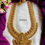 Lakshmi Coin Antique Gold Floral Stone Haram