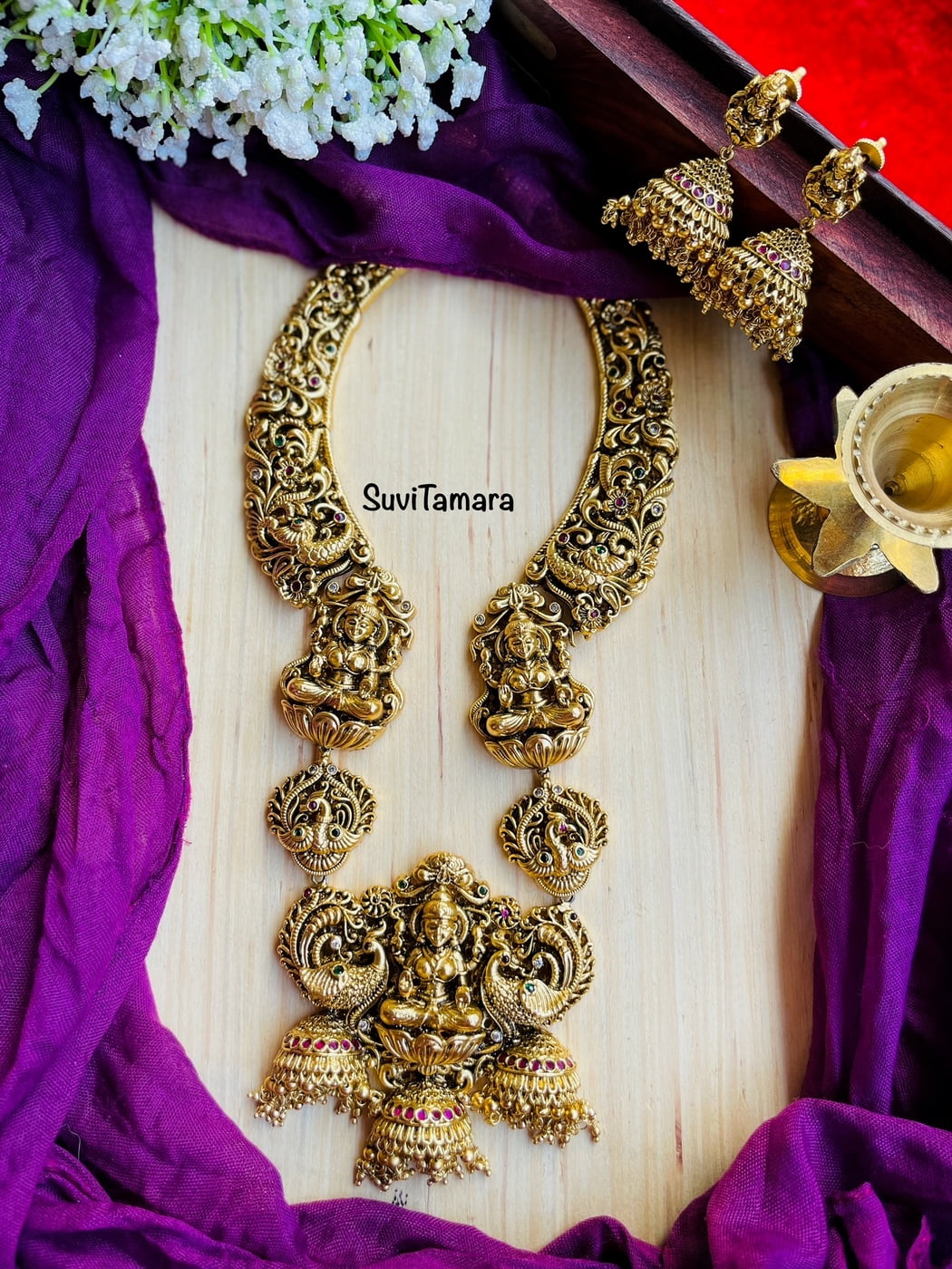 Antique Gold 3D Lakshmi Haram - Suvitamara
