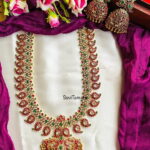 Grand Mango Multicolour Kundan Kemp Gold Haram