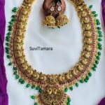 Peacock Kemp Kundan Antique Gold Green Beads Haram