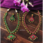 Dual Side Precious Ruby Green Kemp Addigai Necklace