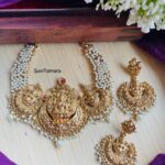 Chandbali Pendant Lakshmi Pearl Necklace