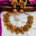 Golden Loreal Lakshmi Floral Necklace