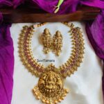 Lakshmi Coin Floral Necklace - Ruby
