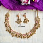 Floral Pink AD Stone Necklace