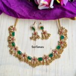 Floral Stone Necklace - Green