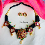 Black Thread Floral Mango Motif Necklace