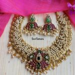 Pearl Lakshmi Coin Lotus Necklace