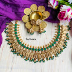 Green AD Lakshmi Coin Necklace