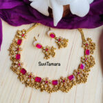 Floral Ruby White Stone Necklace