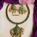 Floral Precious Green Kemp Necklace