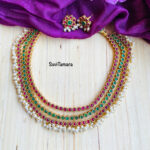 3 Layer Kemp Guttapusalu Necklace - Ruby Green