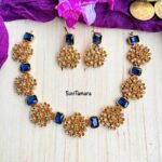 Snowflake Blue Stone Choker Necklace