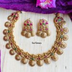 Lakshmi Coin Ruby Green Kemp Necklace