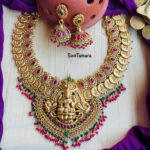 Lakshmi Coin Antique Floral Stone Necklace