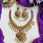 Floral Lakshmi Antique Gold Necklace