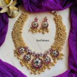 Kemp Kundan Chand Floral Golden Bead Necklace