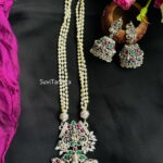 Oxidised Lakshmi Pendant Pearl Chain