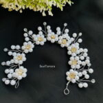 Golden Flower White Pearl Tiara / Hair Accessory