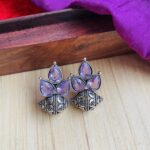 Oxidised Violet Stone Studs