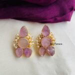 Triangle Violet Druzy Stone Earrings