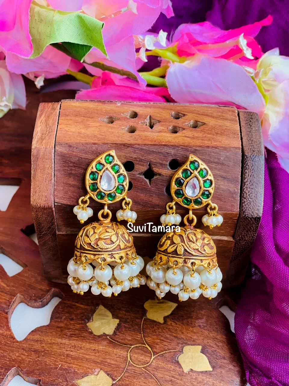 Buy Pachi Kundan Mint Jhumki Earrings With Ear Chain,kundan Jhumki, Kundan  Earrings,golden Polish Jhumki,bridal Earrings,engagement Earrings, Online  in India - Etsy