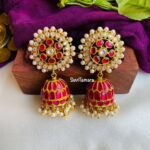 Floral Pearl Jadau Kundan Jhumkas - PREBOOK