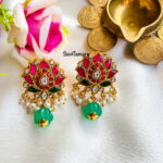 Lotus Stud Jadau Kundan Earrings- readytoship