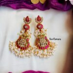 Floral Jadau Kundan Rice Pearl Earrings - PREBOOK