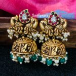 Peacock Kundan Jhumka - PREBOOK