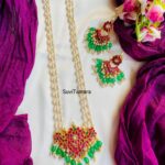 Jadau Kundan Chand Pendant Rice Pearl Mala- READYTOSHIP