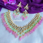 Oval Square Kundan Pastel Bead Necklace - PREBOOK