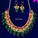 Carved Beads Necklace - Ruby Green