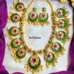 Chand Floral Green Jadau Kundan Necklace -PREBOOK