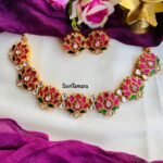 Jadau Kundan Lotus Choker Necklace - READYTOSHIP