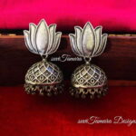Pure Silver Coated Lotus Jhumkas-  Small
