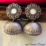 Jumbo Mirror Silver Look Alike Jhumkas