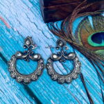 Oxidised Silver Mango Chandbali Earrings